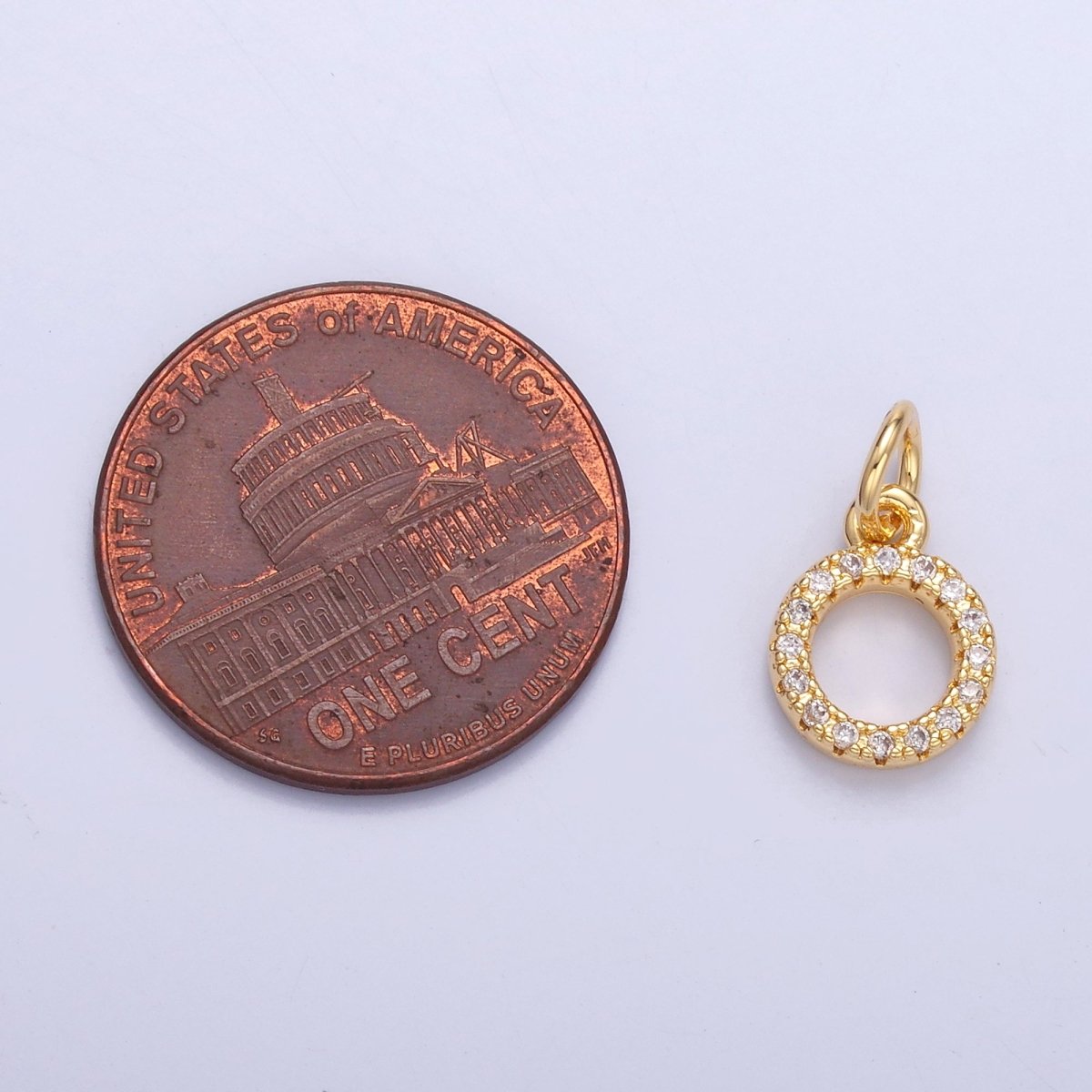 24K Gold Filled Micro Paved CZ Open Round Charm in Gold & Silver | N004 - DLUXCA