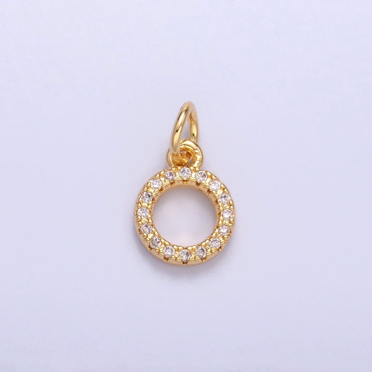 24K Gold Filled Micro Paved CZ Open Round Charm in Gold & Silver | N004 - DLUXCA