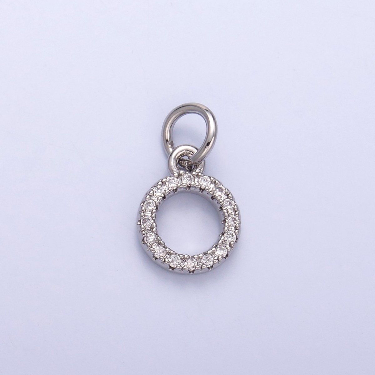 24K Gold Filled Micro Paved CZ Open Round Charm in Gold & Silver | N004 - DLUXCA