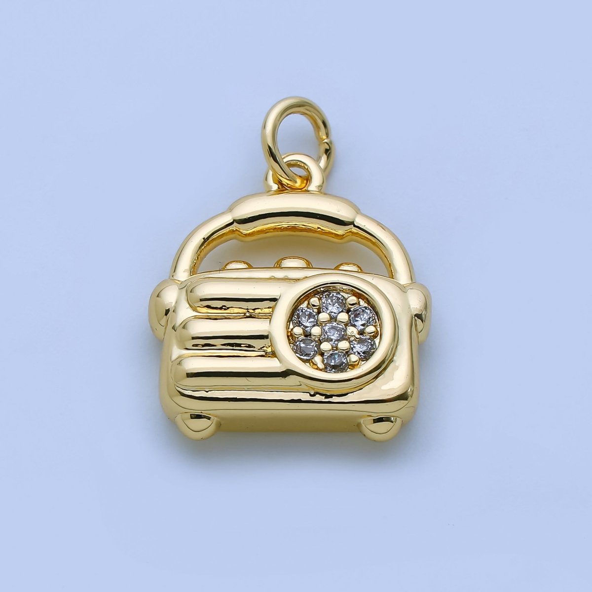24K Gold Filled Micro Paved CZ Radio Multidimensional Charm in Gold & Silver | AJ370 - DLUXCA