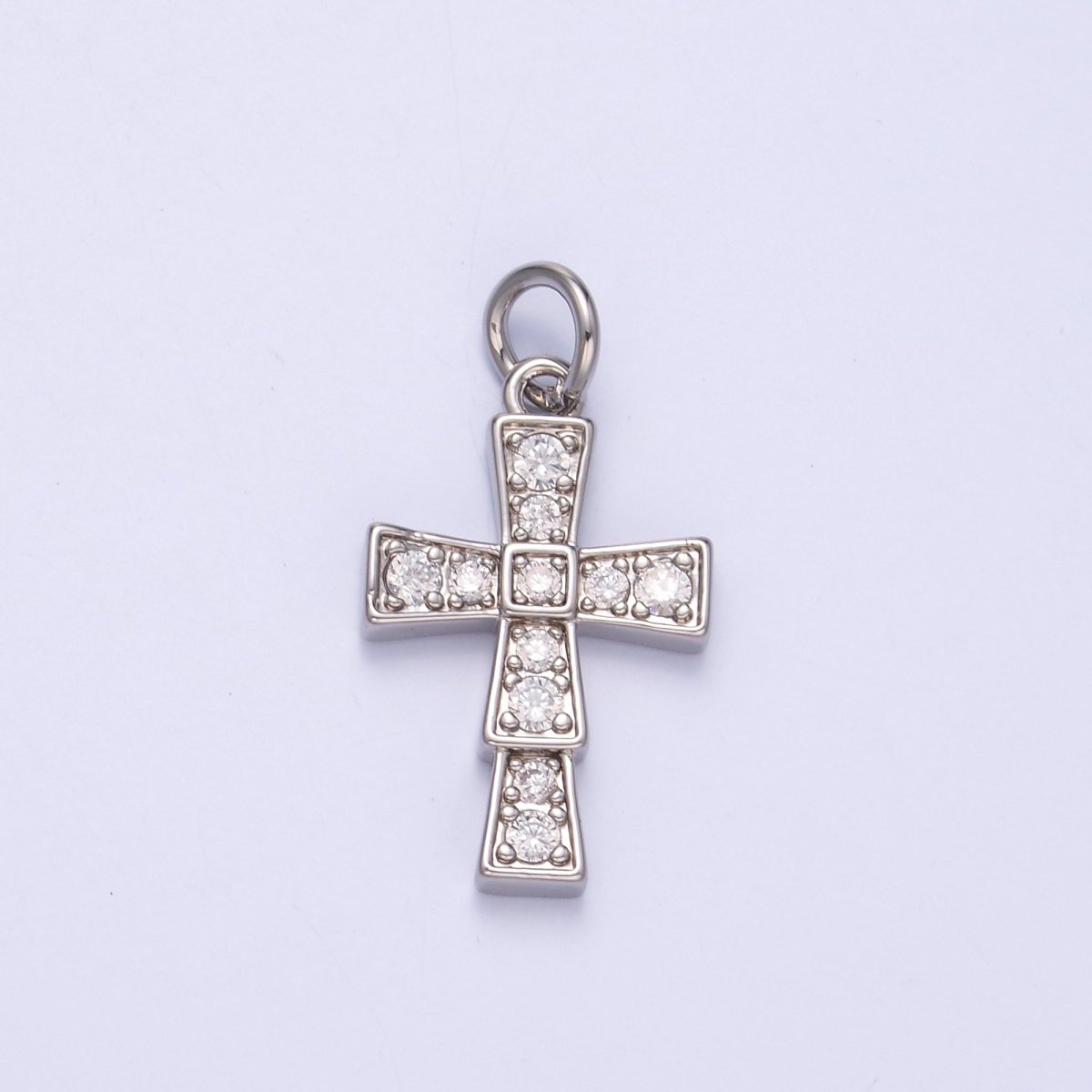 24K Gold Filled Micro Paved CZ Religious Cross Charm in Gold & Silver | C045 - DLUXCA