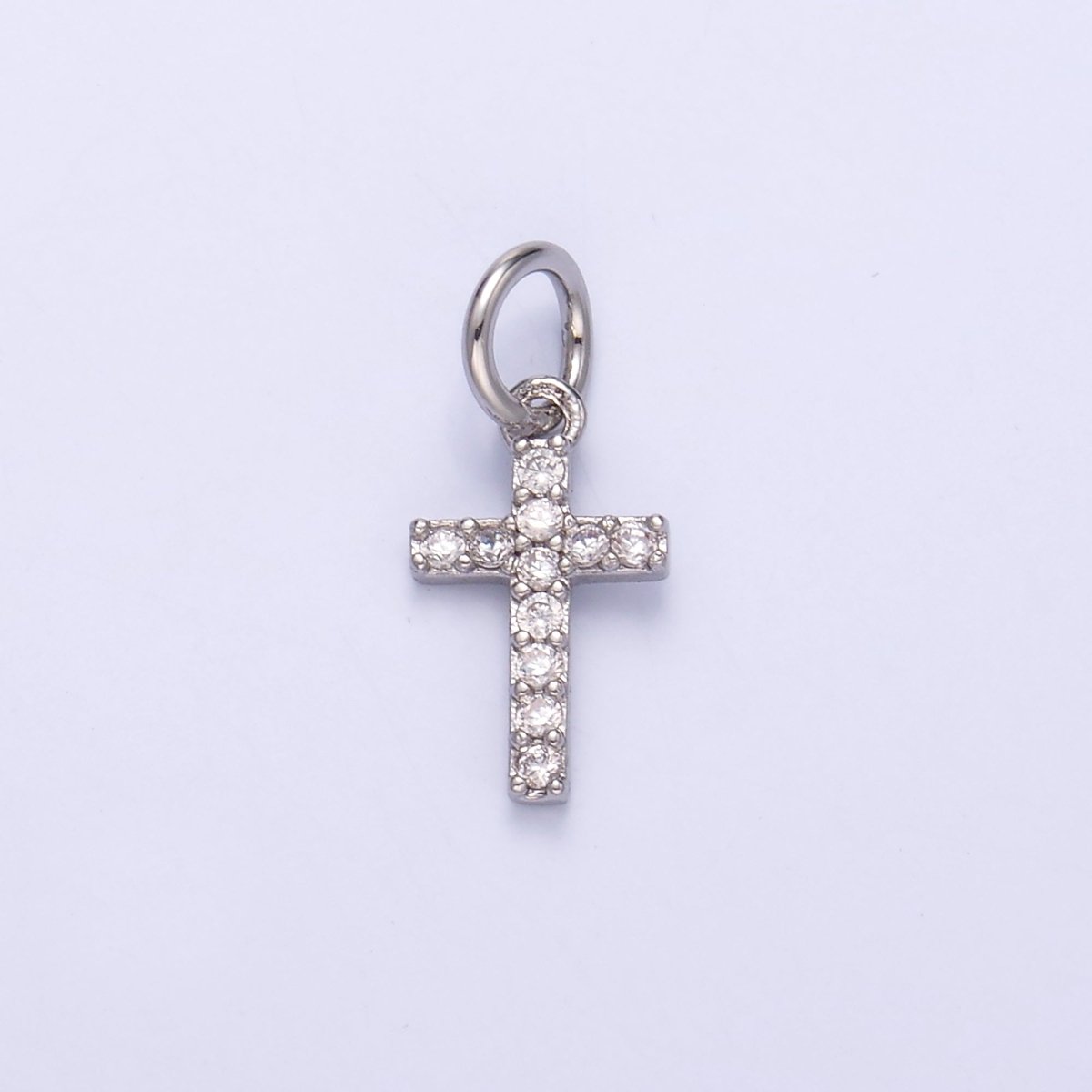24K Gold Filled Micro Paved CZ Religious Cross Charm in Gold & Silver | N006 - DLUXCA