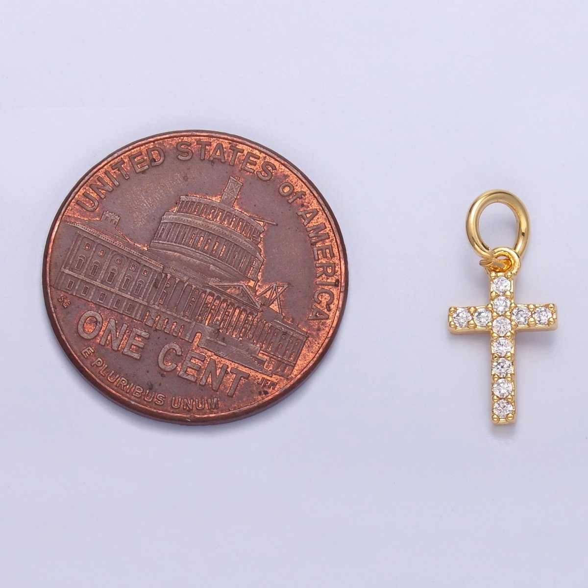 24K Gold Filled Micro Paved CZ Religious Cross Charm in Gold & Silver | N006 - DLUXCA