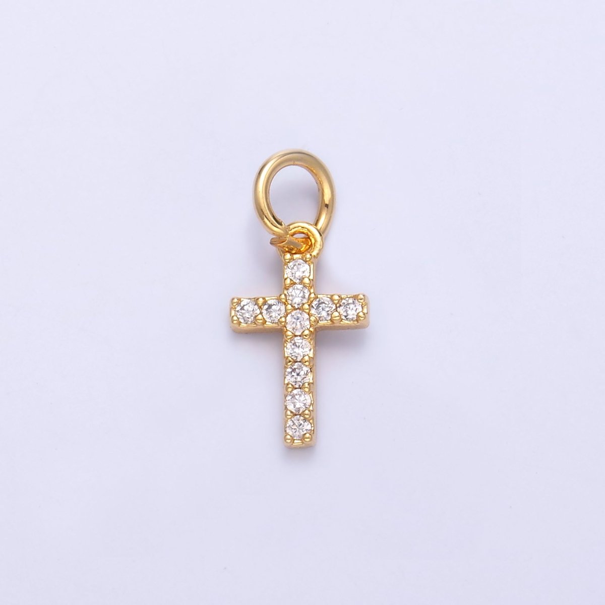 24K Gold Filled Micro Paved CZ Religious Cross Charm in Gold & Silver | N006 - DLUXCA