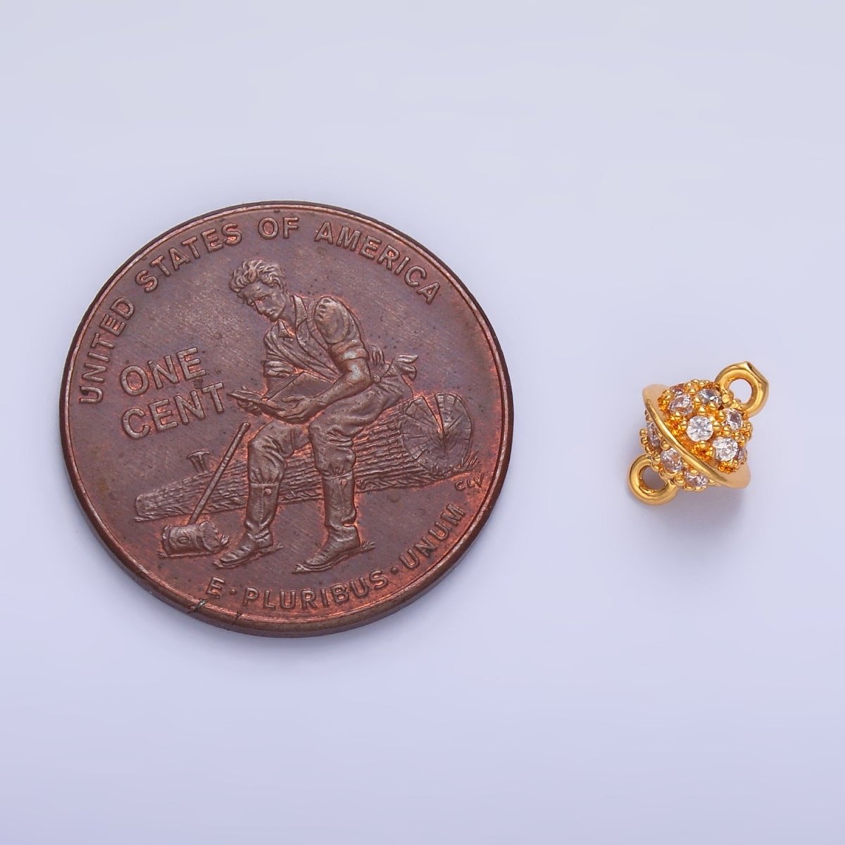 24K Gold Filled Micro Paved CZ Round Ball Connector | Y009 - DLUXCA