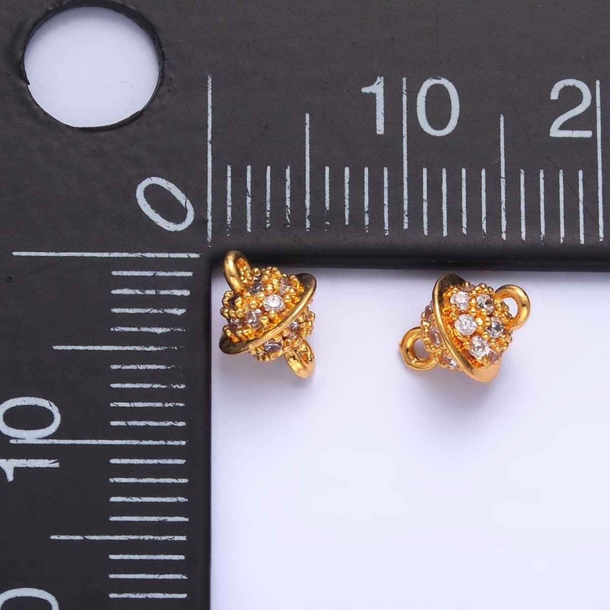 24K Gold Filled Micro Paved CZ Round Ball Connector | Y009 - DLUXCA