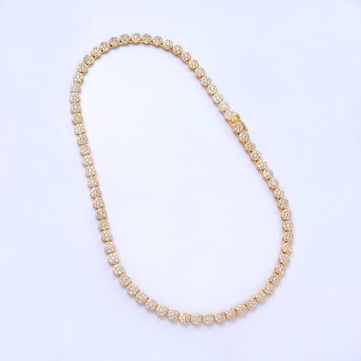 24K Gold Filled Micro Paved CZ Round Tennis Chain 16 Inch Necklace in Gold & Silver | WA - 3030 WA - 3031 - DLUXCA