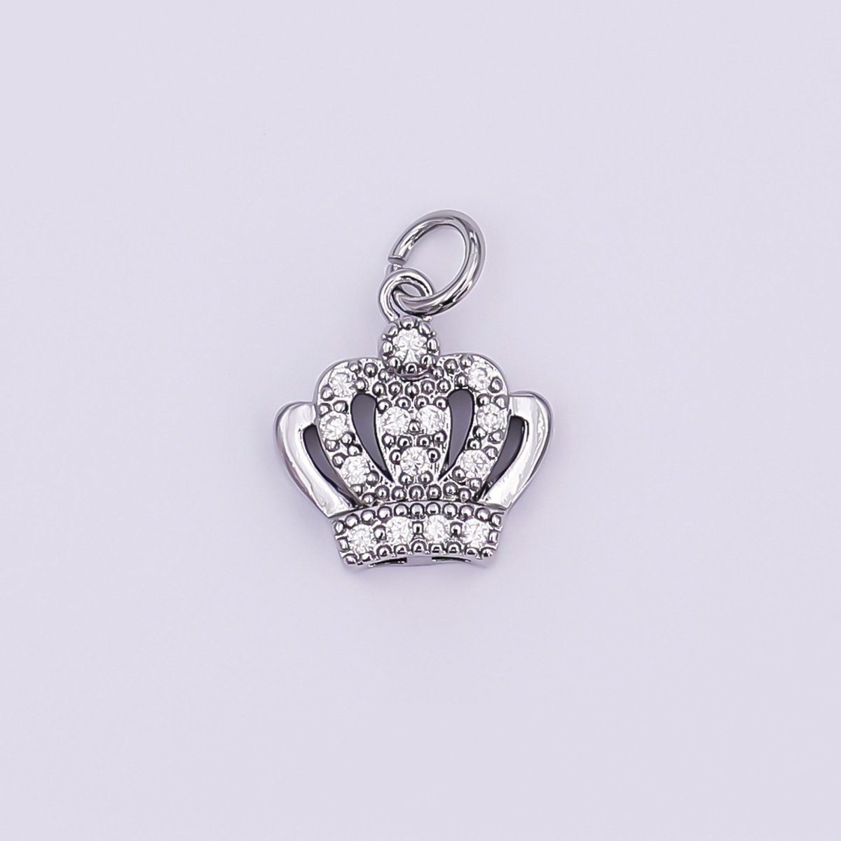 24K Gold Filled Micro Paved CZ Royal Crown Charm in Gold & Silver | AJ326 - DLUXCA