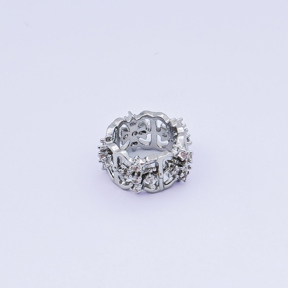 24K Gold Filled Micro Paved CZ Royal Flower Celestial Bead Spacer in Silver & Gold | B036 - DLUXCA