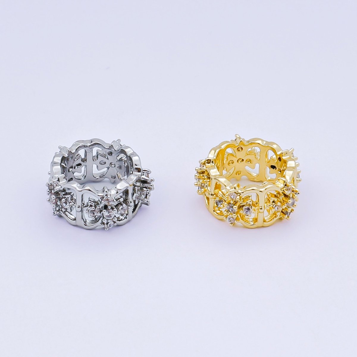 24K Gold Filled Micro Paved CZ Royal Flower Celestial Bead Spacer in Silver & Gold | B036 - DLUXCA