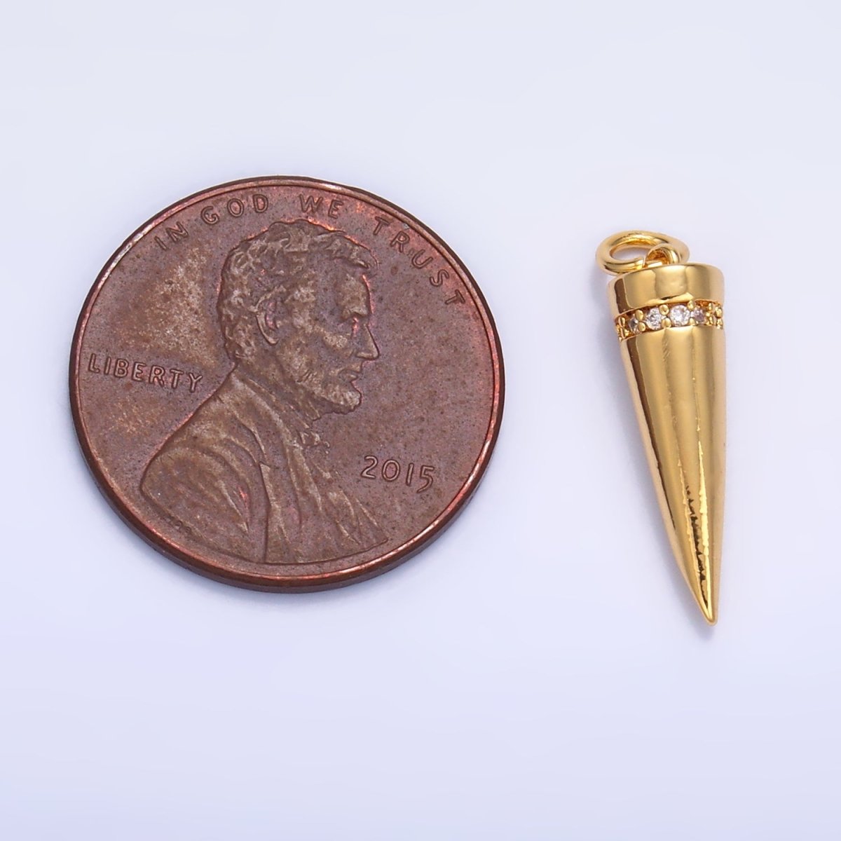 24K Gold Filled Micro Paved CZ Spike Charm in Gold & Silver | W881 - DLUXCA