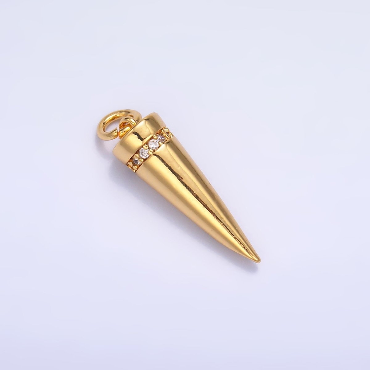 24K Gold Filled Micro Paved CZ Spike Charm in Gold & Silver | W881 - DLUXCA