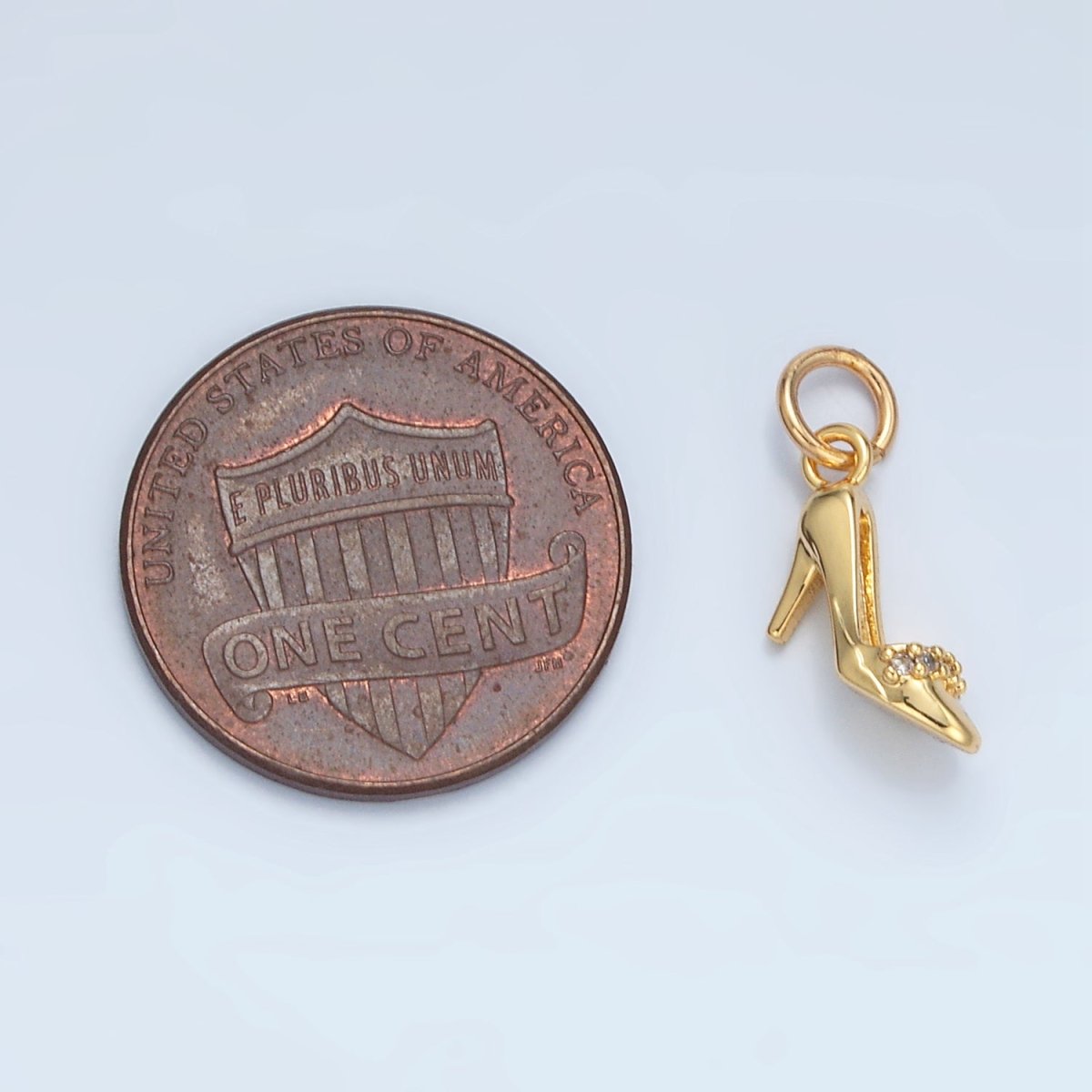 24K Gold Filled Micro Paved CZ Stiletto Heels Charm | X934 - DLUXCA