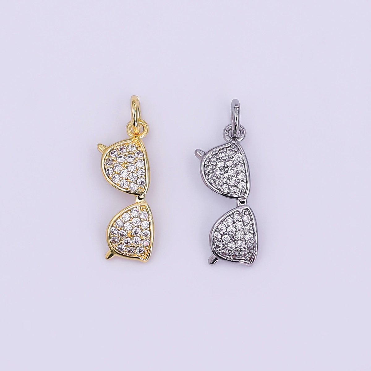24K Gold Filled Micro Paved CZ Sunglasses Eyewear Charm in Gold & Silver | AJ325 - DLUXCA