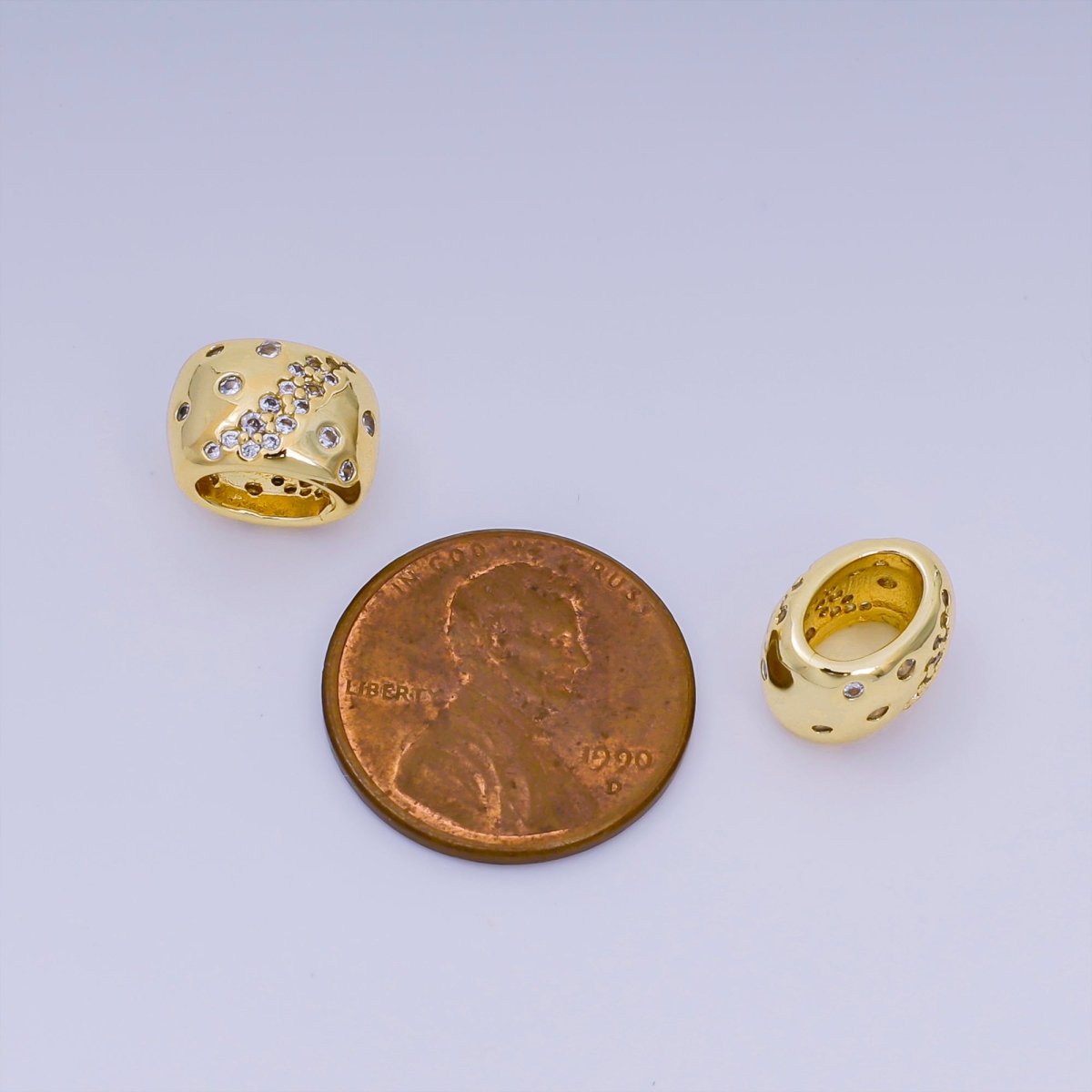 24K Gold Filled Micro Paved CZ The Galaxy Bead Spacer | B - 927 - DLUXCA