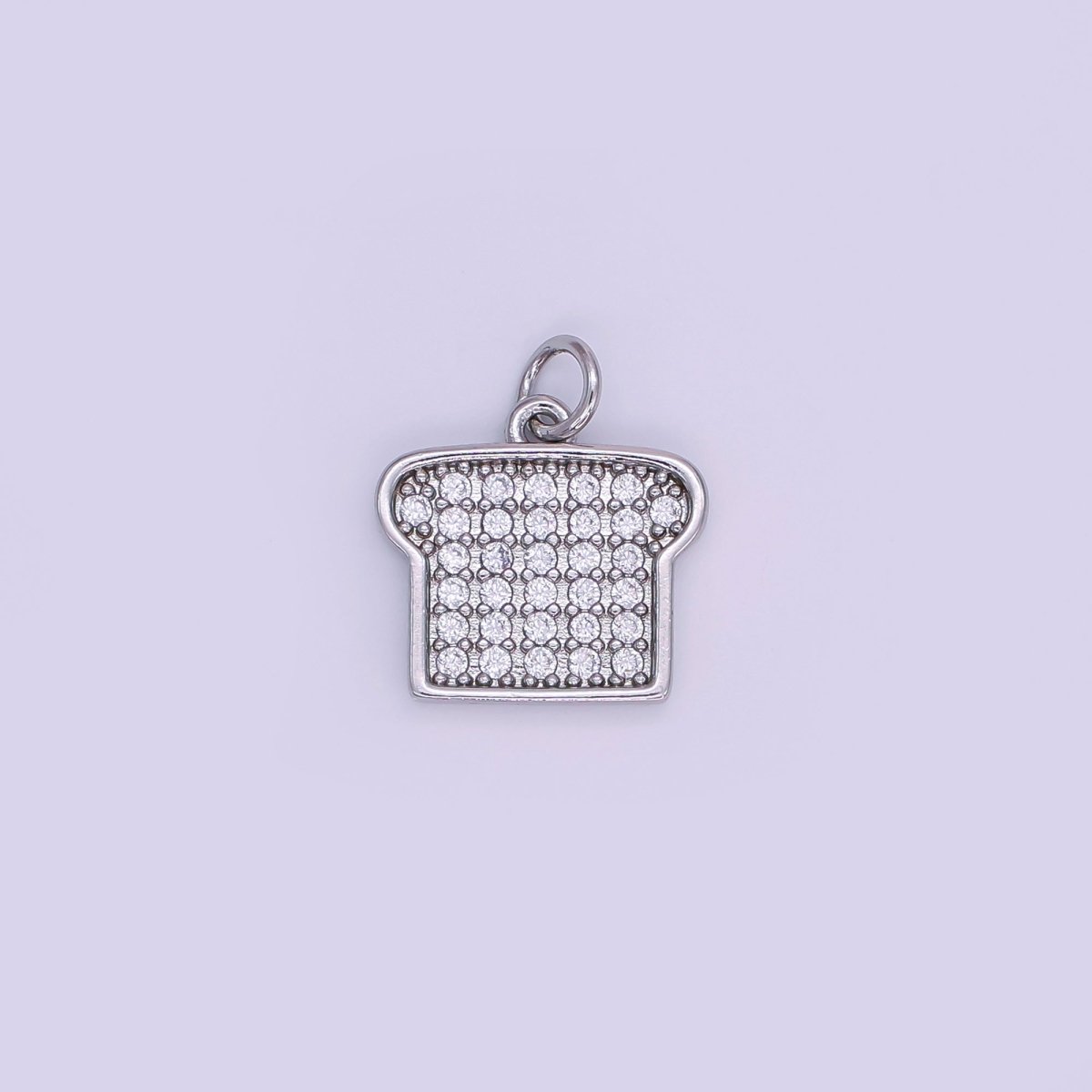 24K Gold Filled Micro Paved CZ Toast Bread Charm in Gold & Silver | N789 - DLUXCA