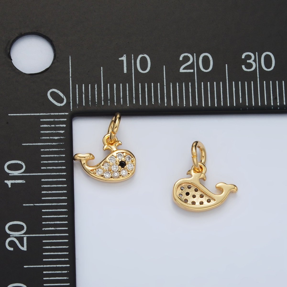 24K Gold Filled Micro Paved CZ Whale Charm | AC - 171 - DLUXCA