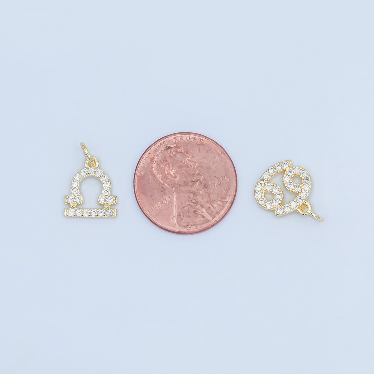 24K Gold Filled Micro Paved CZ Zodiac Sign Charm | A1313 - A1318 - DLUXCA