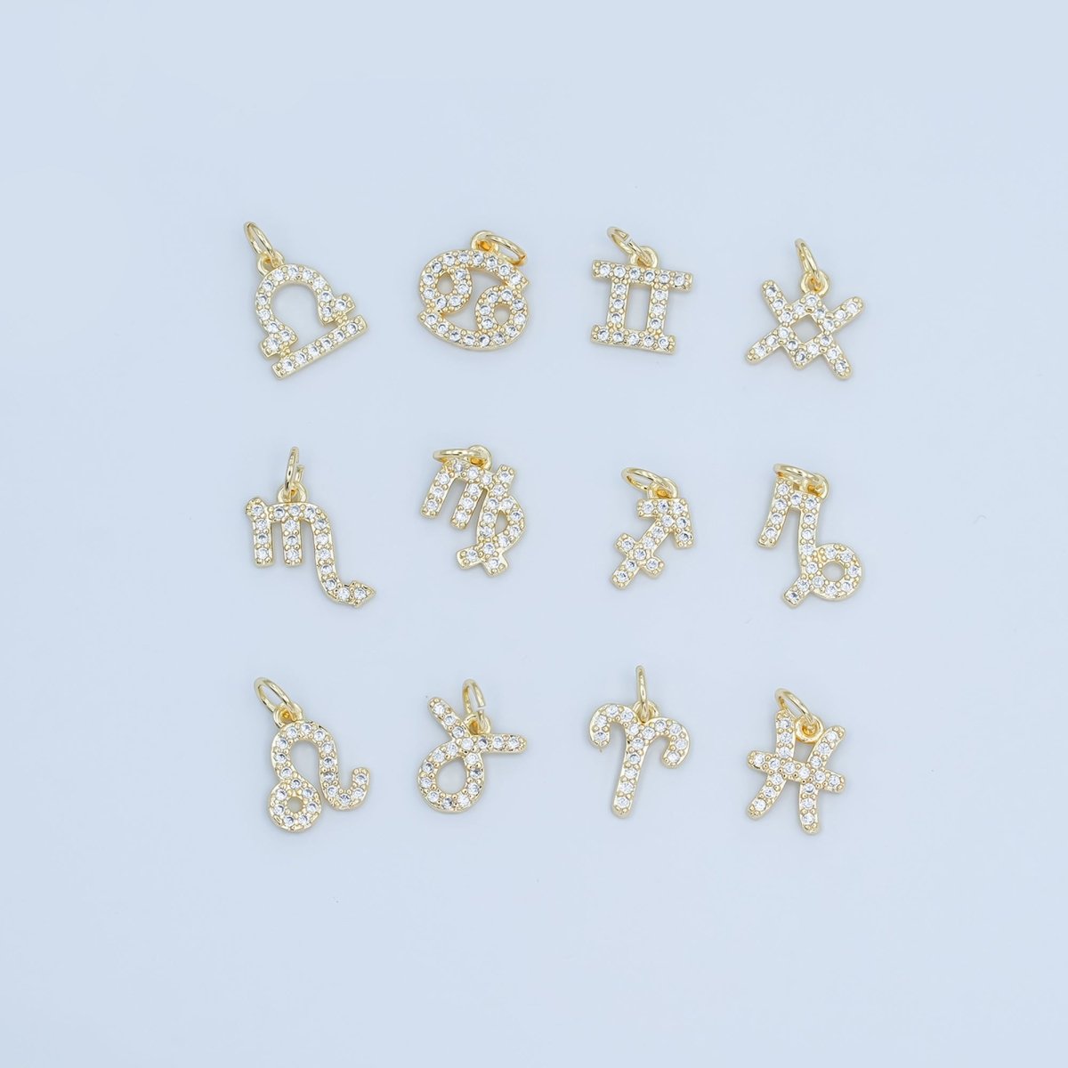 24K Gold Filled Micro Paved CZ Zodiac Sign Charm | A1313 - A1318 - DLUXCA