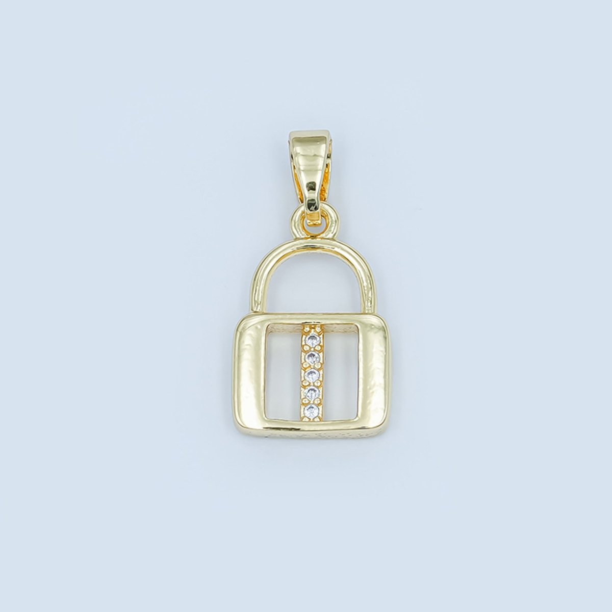 24K Gold Filled Micro Paved Initial Letter Padlock Pendant | A001 - A013 - DLUXCA