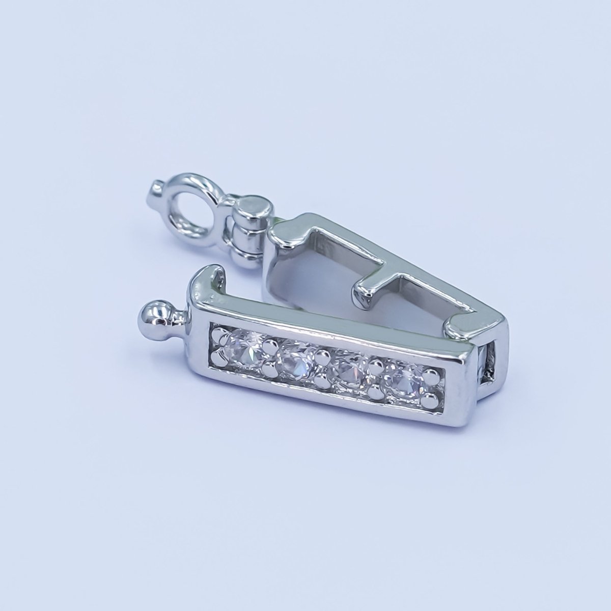 24K Gold Filled Micro Paved Snap Rectangular Bail Finding in Gold & Silver | Z1085 - DLUXCA