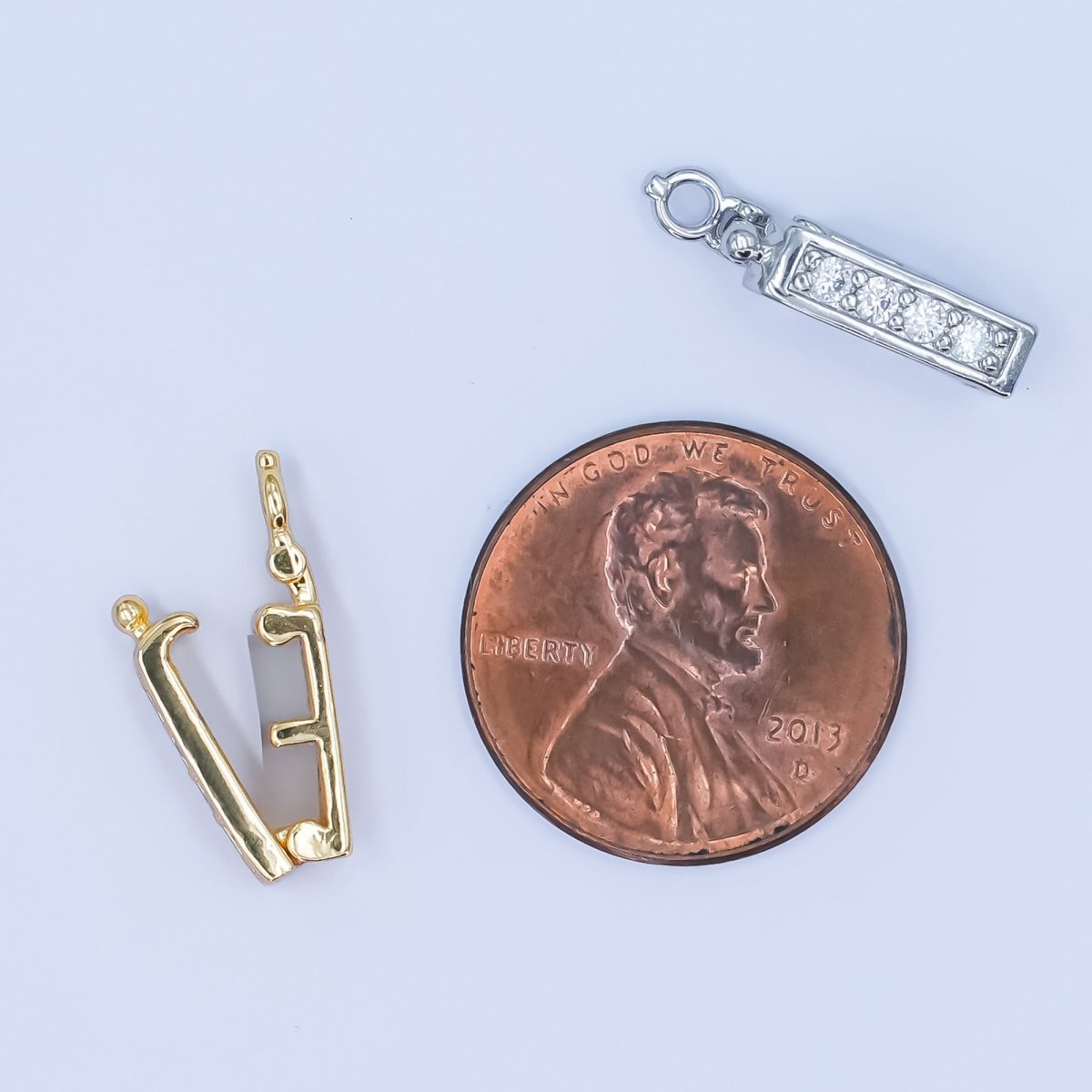 24K Gold Filled Micro Paved Snap Rectangular Bail Finding in Gold & Silver | Z1085 - DLUXCA