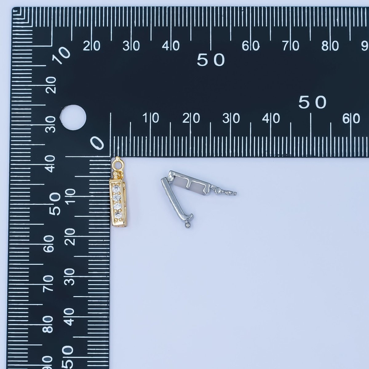 24K Gold Filled Micro Paved Snap Rectangular Bail Finding in Gold & Silver | Z1085 - DLUXCA