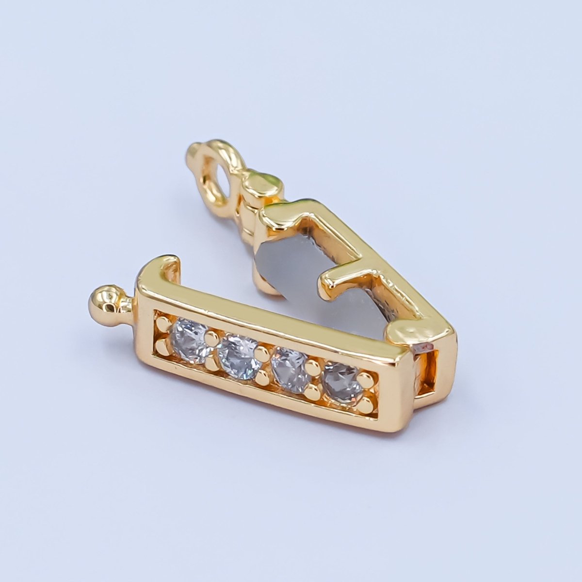 24K Gold Filled Micro Paved Snap Rectangular Bail Finding in Gold & Silver | Z1085 - DLUXCA