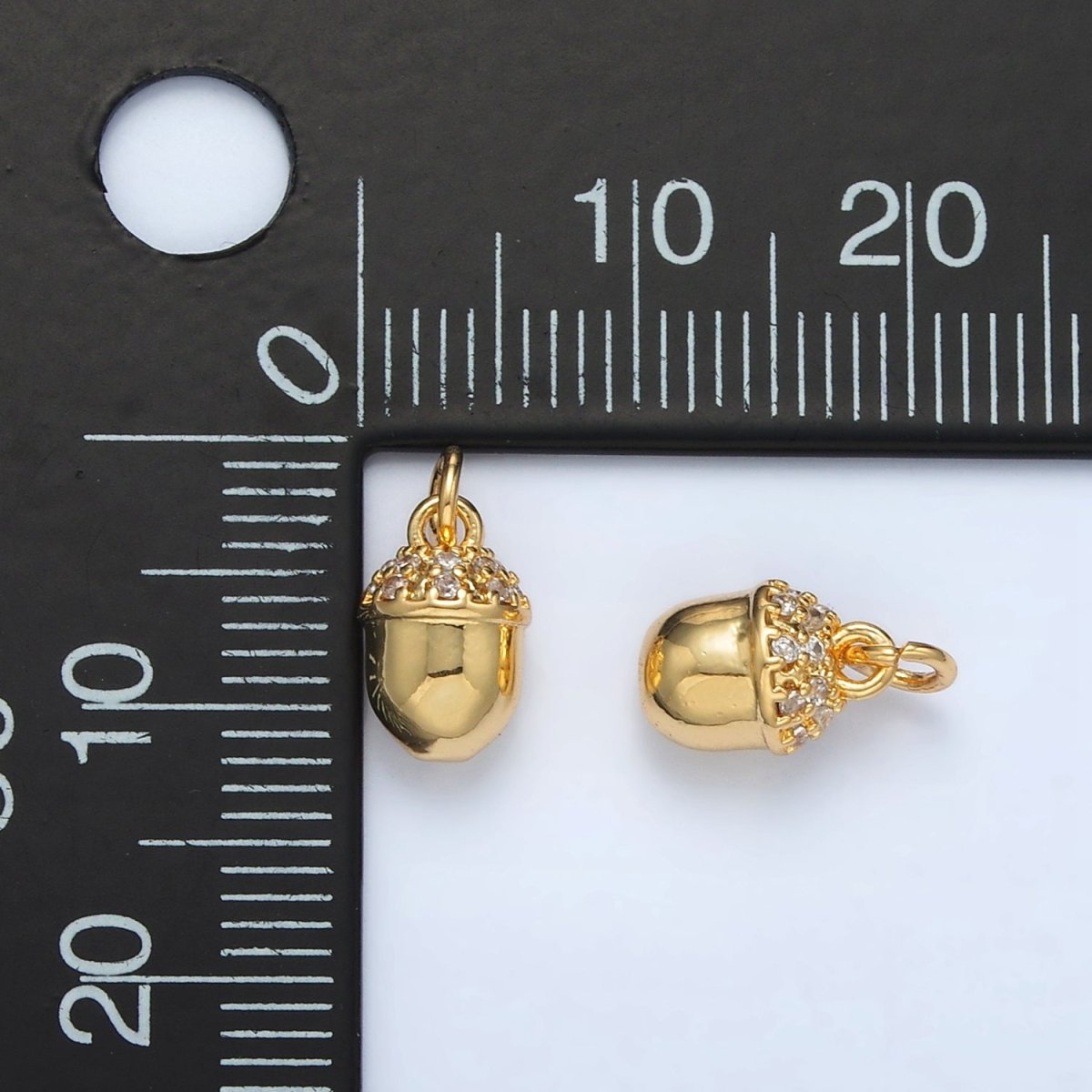 24K Gold Filled Micropaved Acorn Charm | AC - 158 - DLUXCA