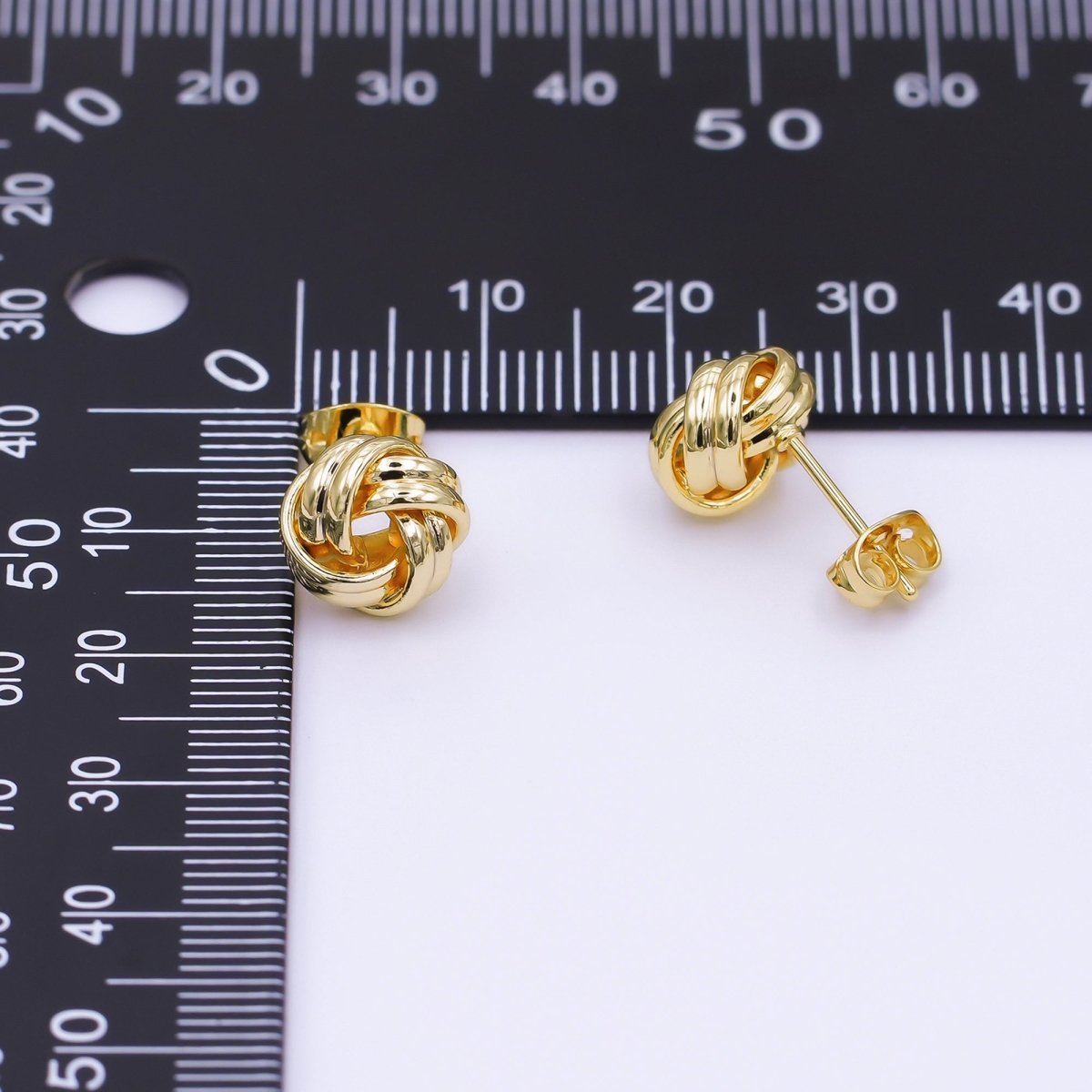 24K Gold Filled Mini 10mm Geometric Knot Stud Earrings | AI451 - DLUXCA