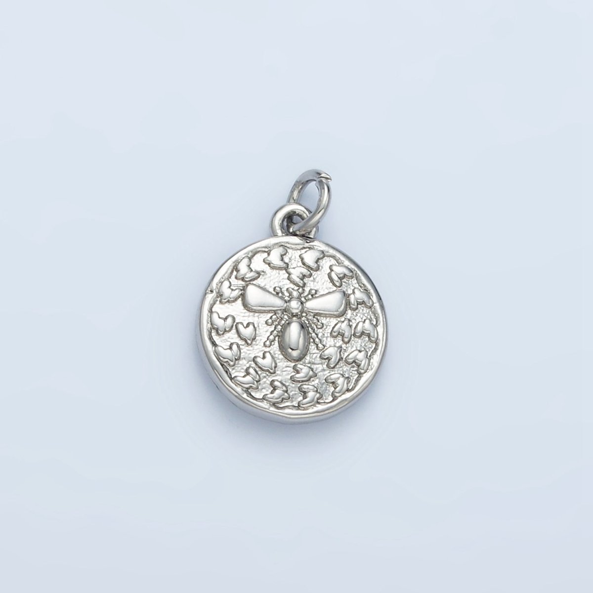 24K Gold Filled Mini Bumble Queen Bee Insect Round Charm in Gold & Silver | E397 - DLUXCA