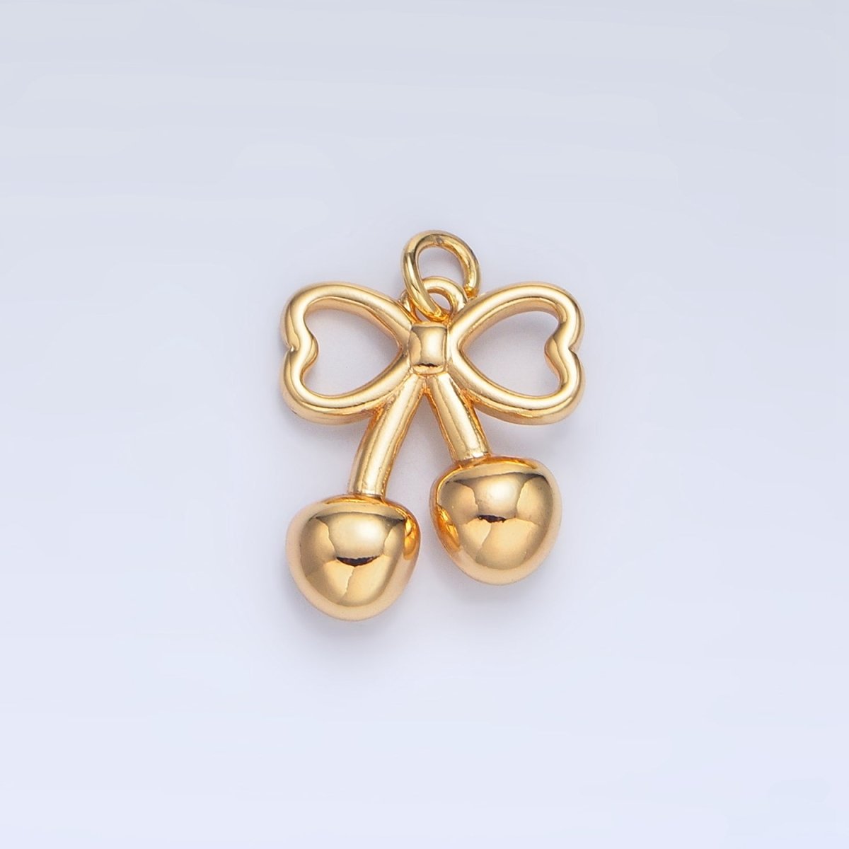 24K Gold Filled Mini Cherry Bow Ribbon Charm in Gold & Silver | N1345 - DLUXCA