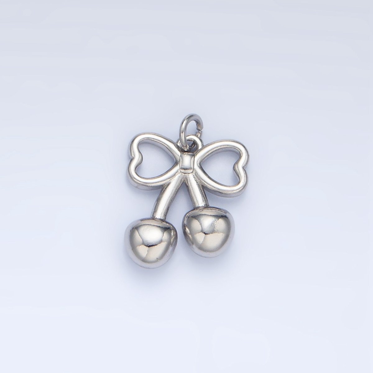 24K Gold Filled Mini Cherry Bow Ribbon Charm in Gold & Silver | N1345 - DLUXCA