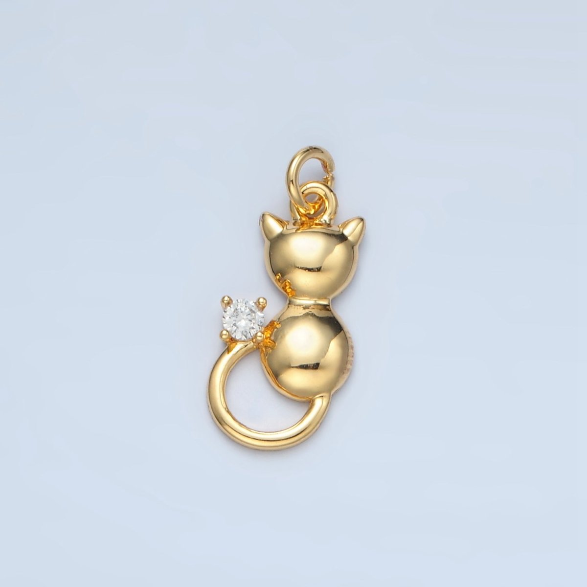 24K Gold Filled Mini CZ Kitten Cat Pet Animal Charm in Gold & Silver | E380 - DLUXCA