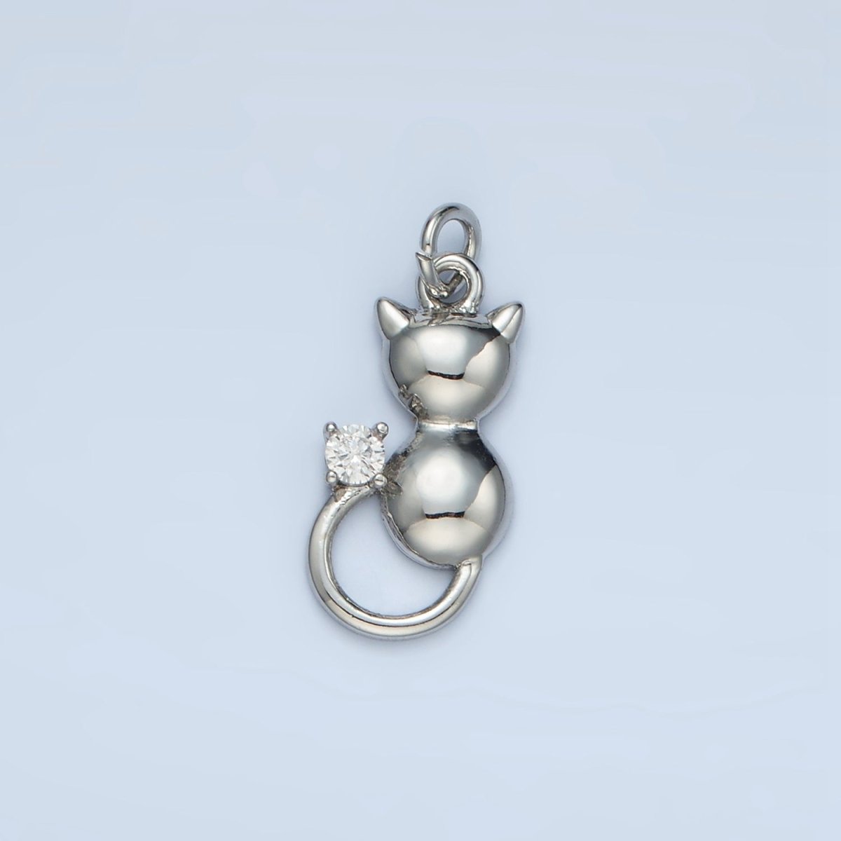 24K Gold Filled Mini CZ Kitten Cat Pet Animal Charm in Gold & Silver | E380 - DLUXCA