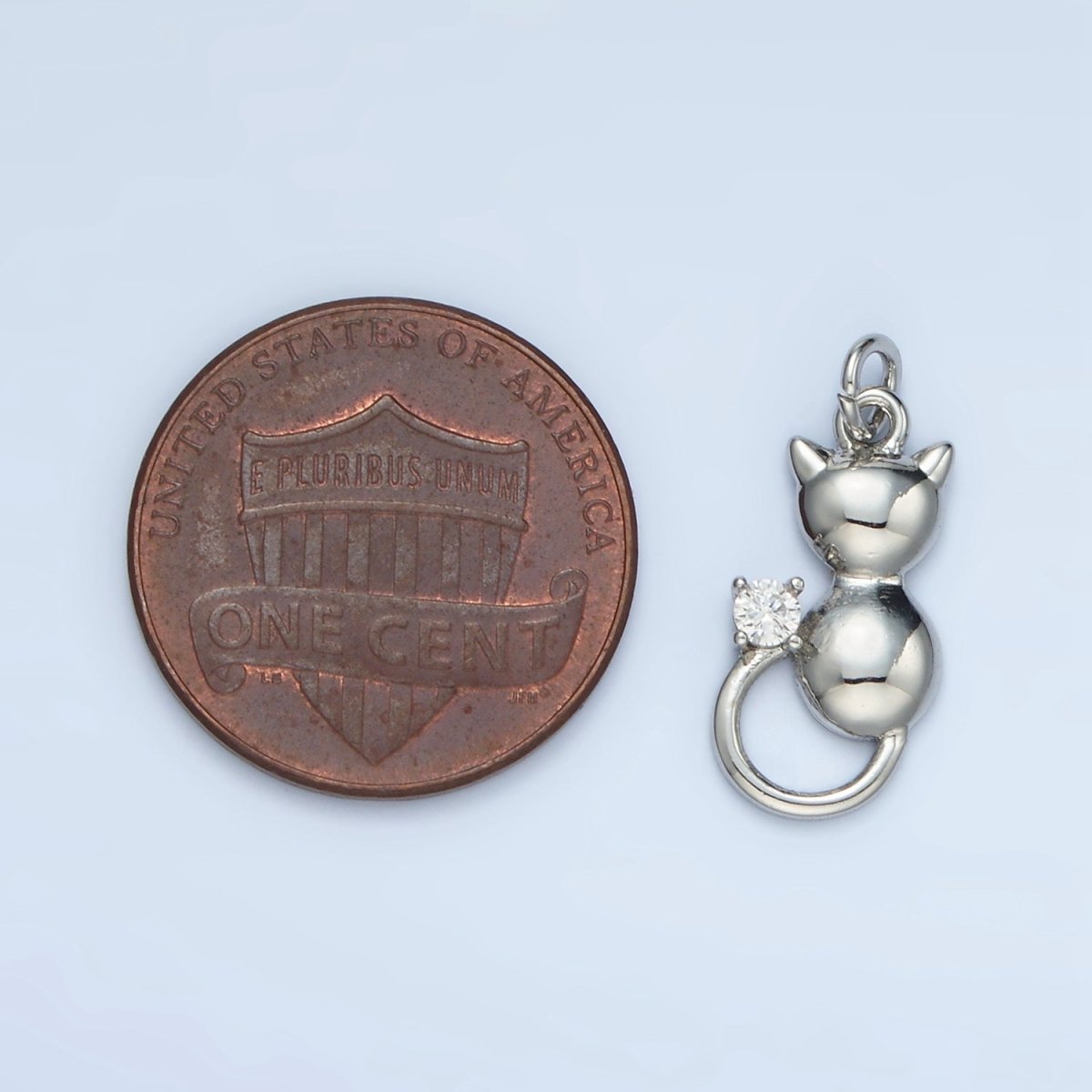 24K Gold Filled Mini CZ Kitten Cat Pet Animal Charm in Gold & Silver | E380 - DLUXCA