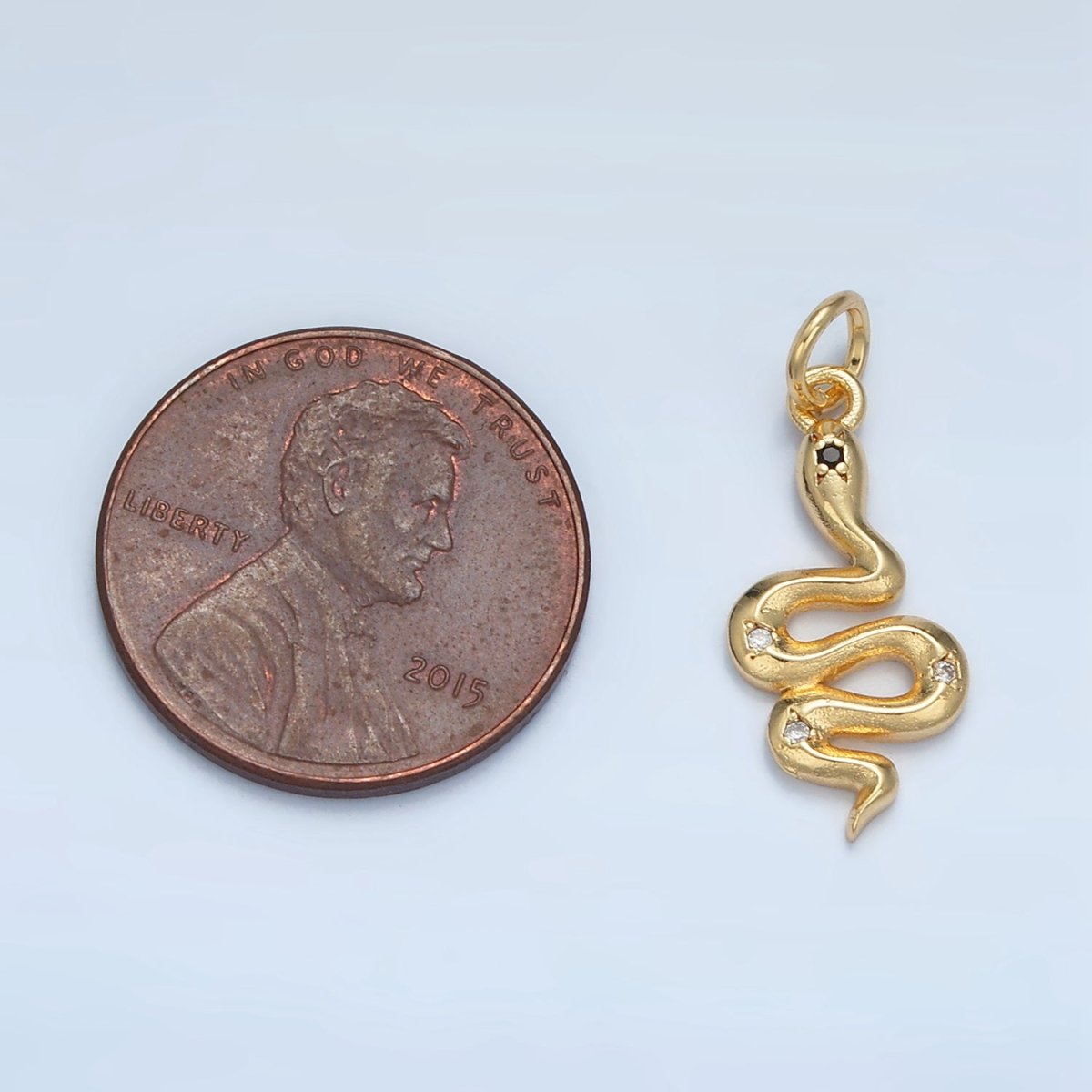 24K Gold Filled Mini CZ Slither Snake Serpent Charm | E732 - DLUXCA