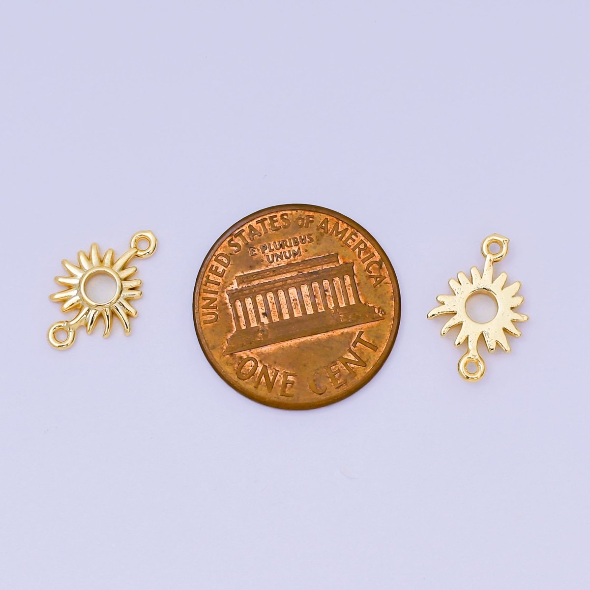 24K Gold Filled Mini Dainty Sun Charm Connector | Y - 052 - DLUXCA