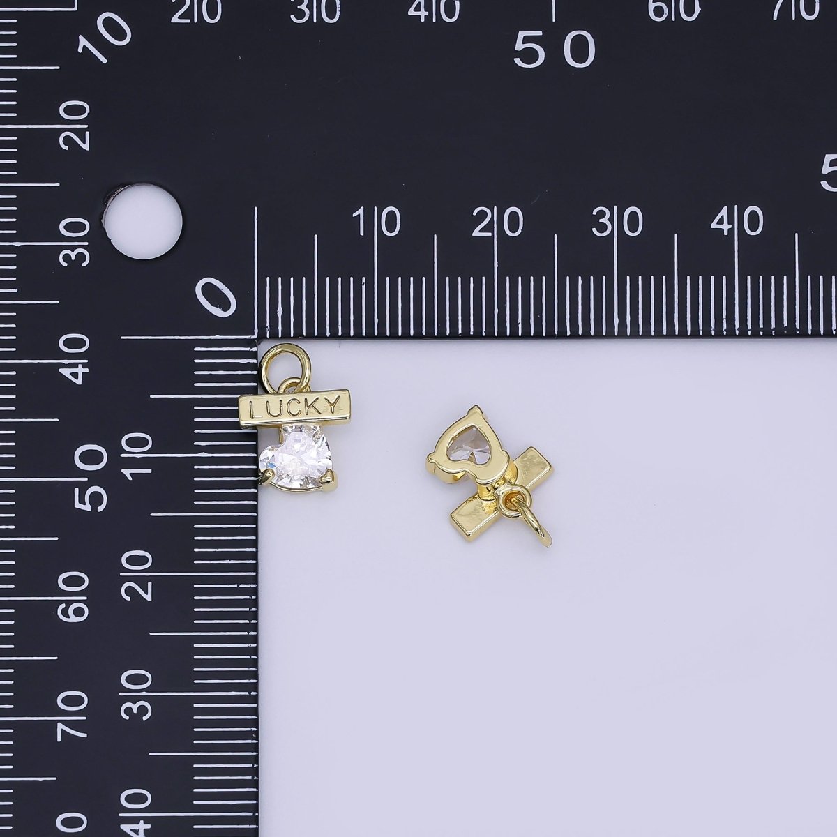 24K Gold Filled Mini Heart CZ Lucky Charm | AJ - 360 - DLUXCA