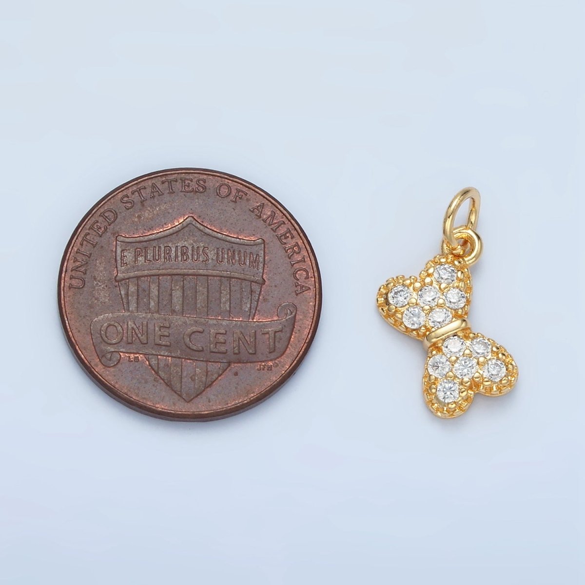 24K Gold Filled Mini Micro Paved CZ Bow Ribbon Charm | X509 - DLUXCA