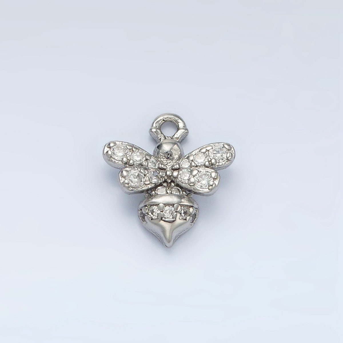 24K Gold Filled Mini Micro Paved CZ Bumble Queen Bee Charm in Gold & Silver | AG869 - DLUXCA