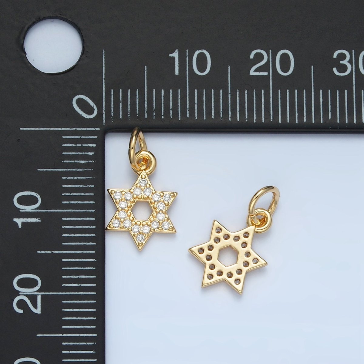 24K Gold Filled Mini Micro Paved CZ Jewish Star of David Charm | W187 - DLUXCA