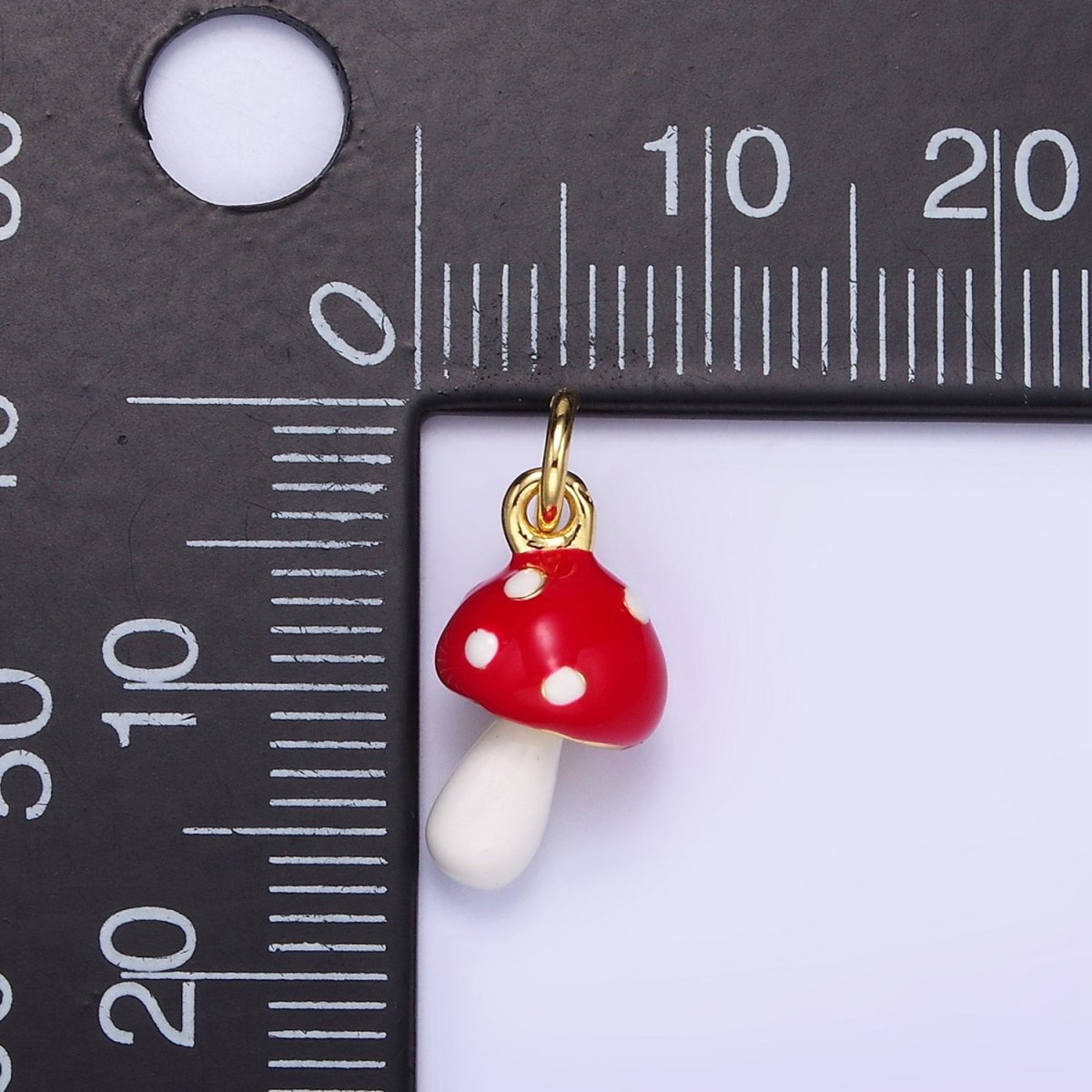 24K Gold Filled Mini Mushroom Enamel Charm | C745 - DLUXCA