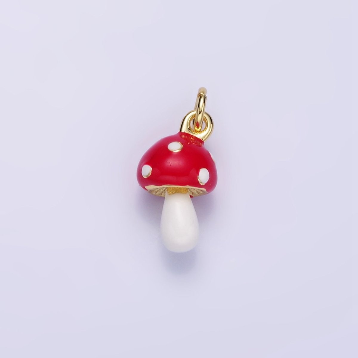 24K Gold Filled Mini Mushroom Enamel Charm | C745 - DLUXCA