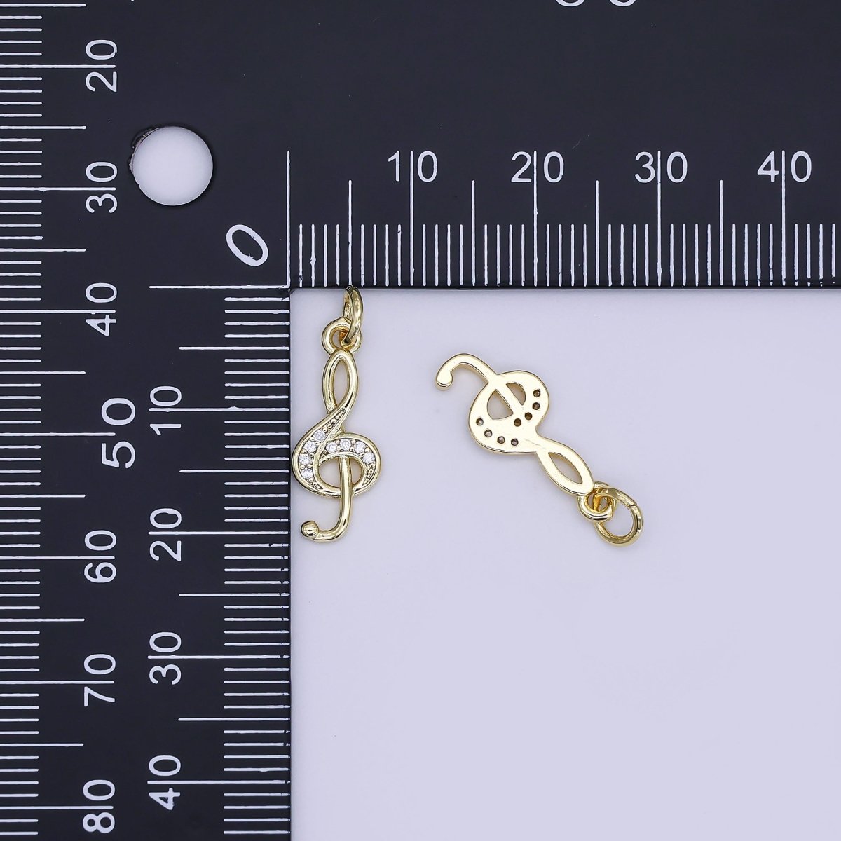 24K Gold Filled Mini Music Notes Charm Micro Pave CZ Pendant | AJ - 364 - DLUXCA