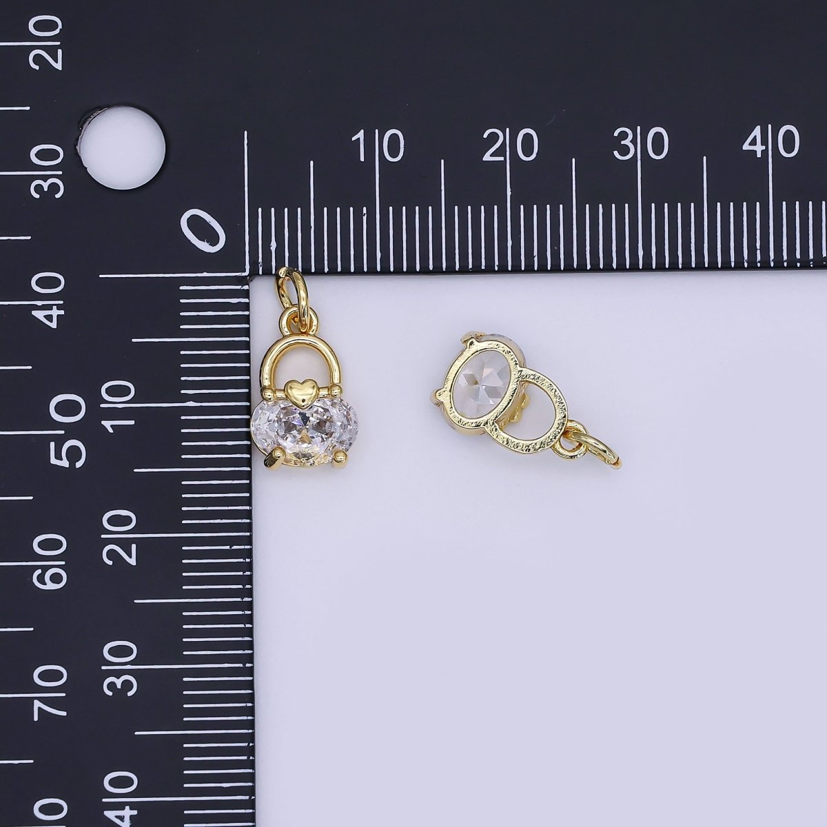 24K Gold Filled Mini Purse Charm Micro Pave CZ Bag Basket Pendant | AJ - 354 - DLUXCA