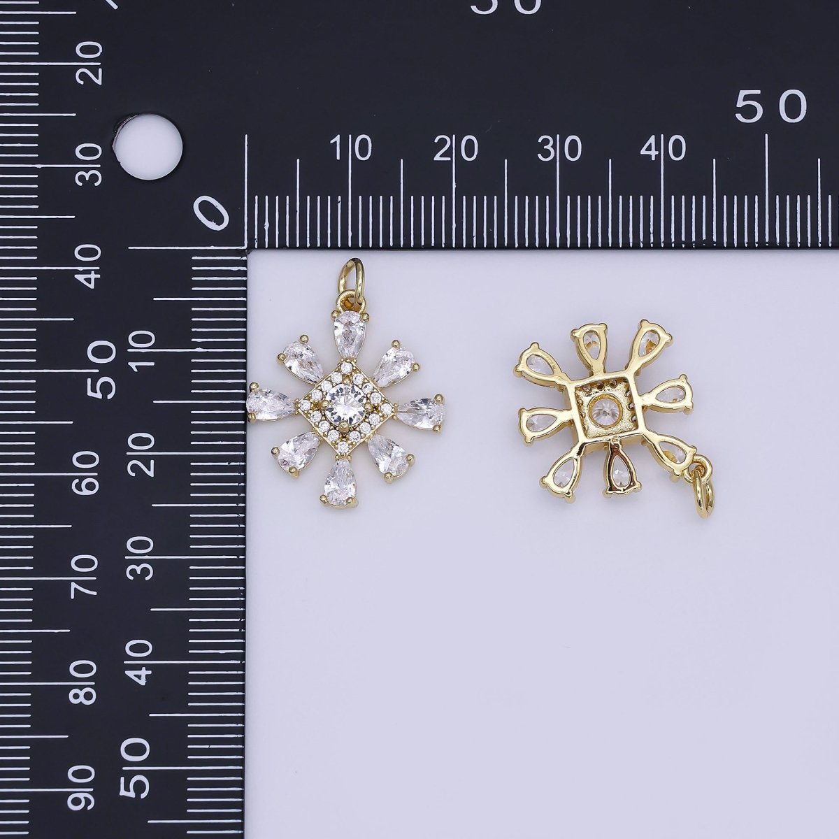 24K Gold Filled Mini Snow Flake CZ Winter Wonderland Charm | AJ - 352 - DLUXCA