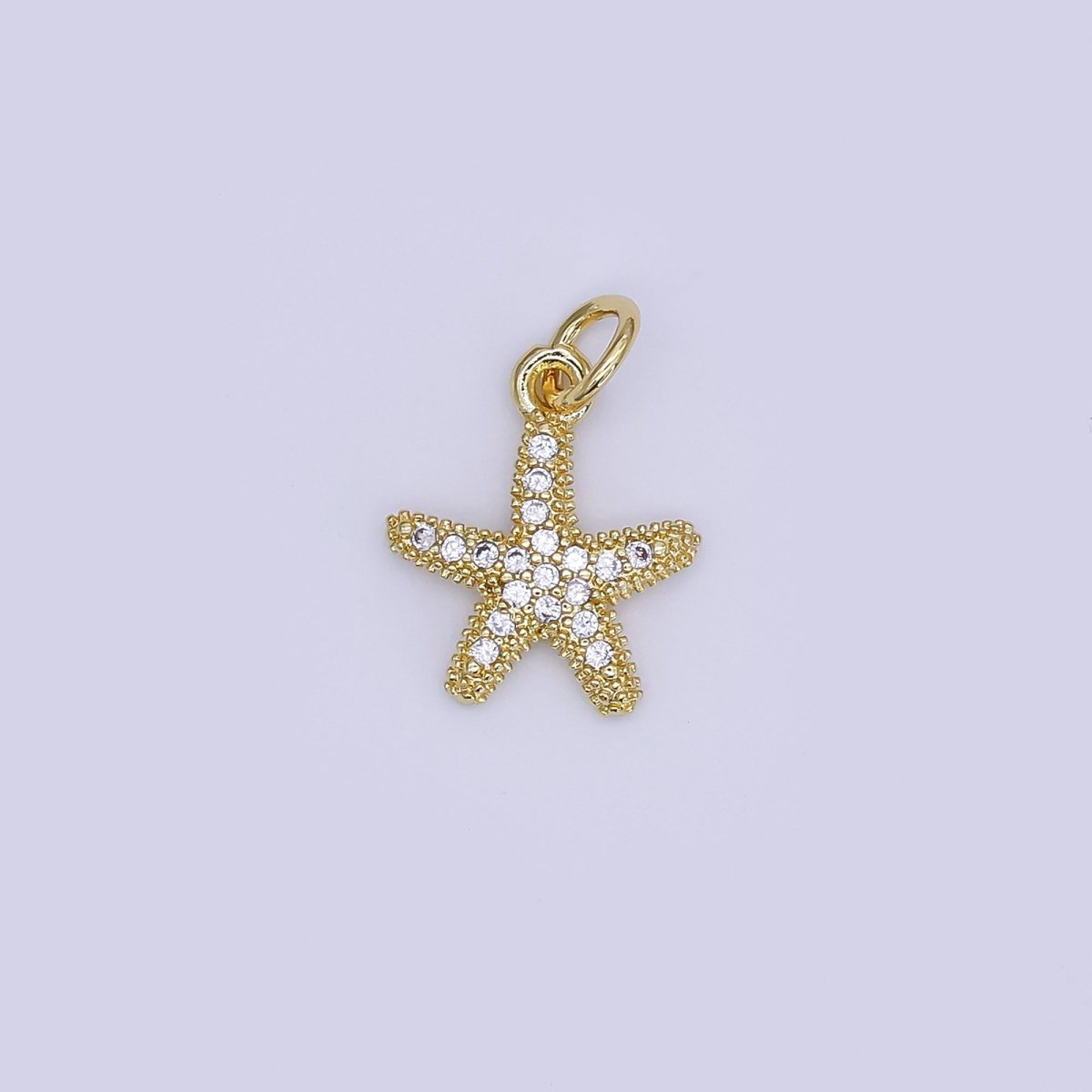 24K Gold Filled Mini Starfish Pendant Celestial Micro Pave Star Charm | AJ - 355 - DLUXCA
