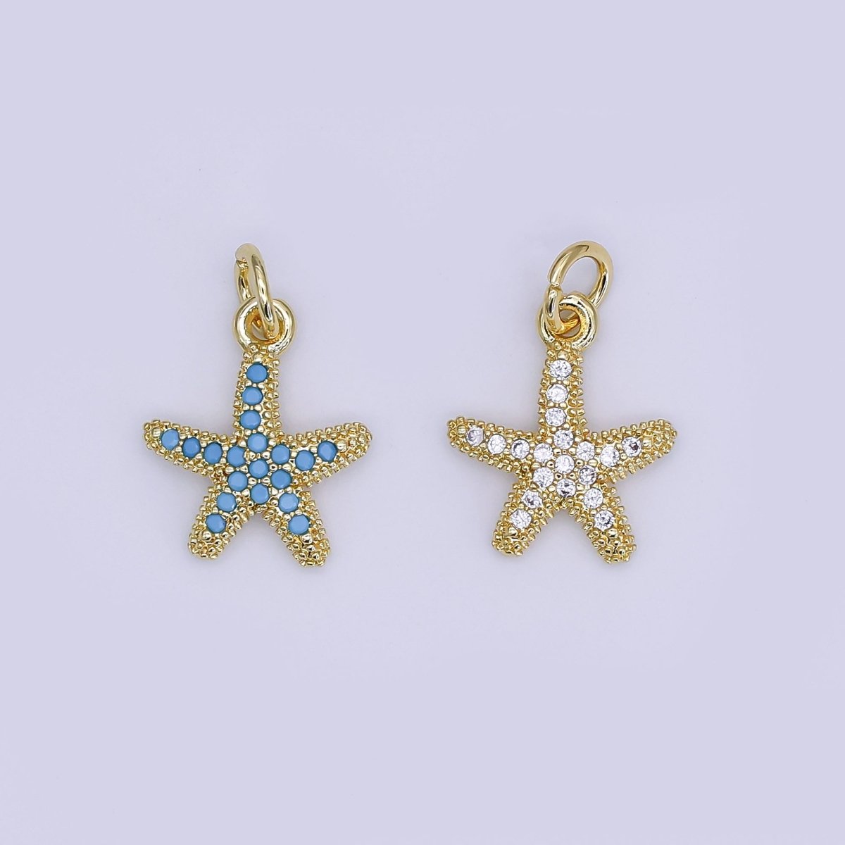 24K Gold Filled Mini Starfish Pendant Celestial Micro Pave Star Charm | AJ - 355 - DLUXCA