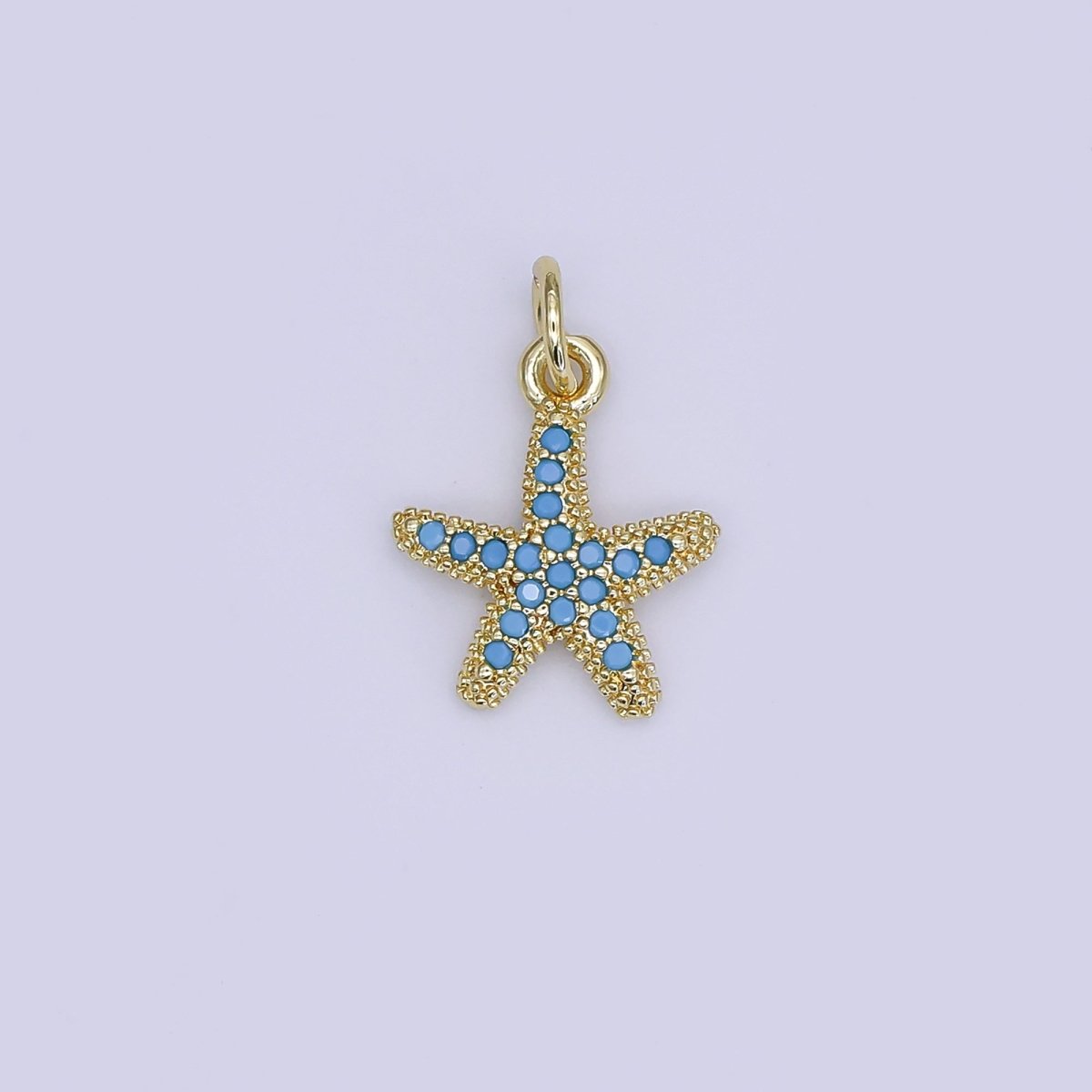 24K Gold Filled Mini Starfish Pendant Celestial Micro Pave Star Charm | AJ - 355 - DLUXCA